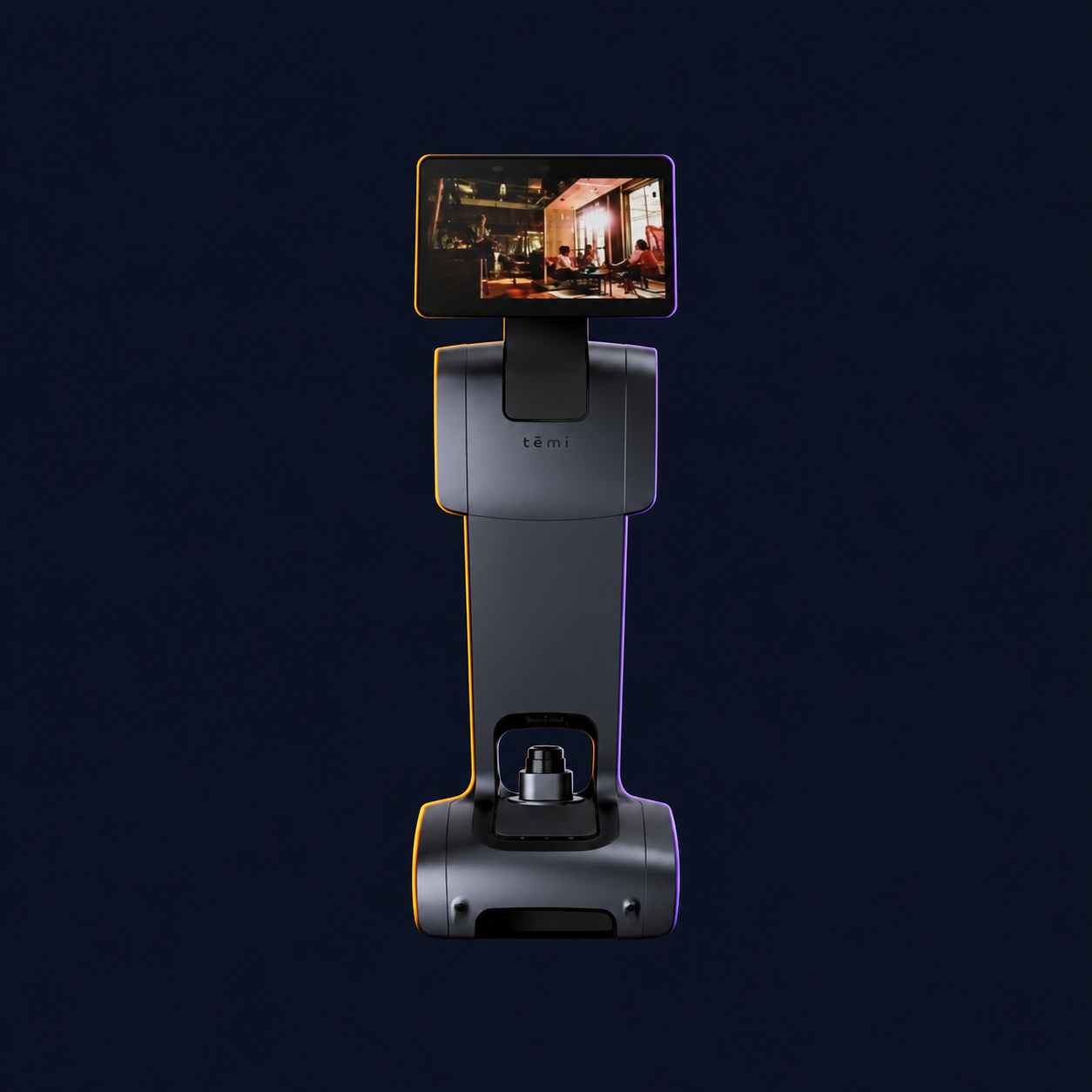 temi V3 Robot (Wi-Fi) with decorative Halloween background and edge lighting.